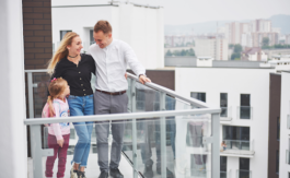 family on corporate housing deck